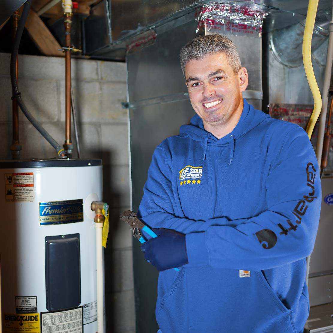 Plumber with a Wrench fixing a Water Heater