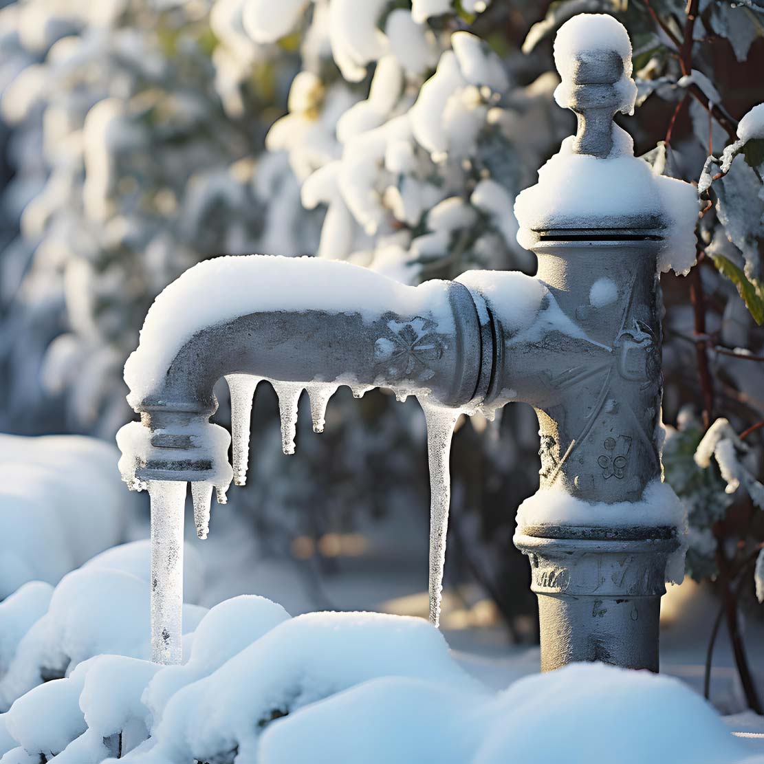 Frozen Outdoor Spigot in Snow